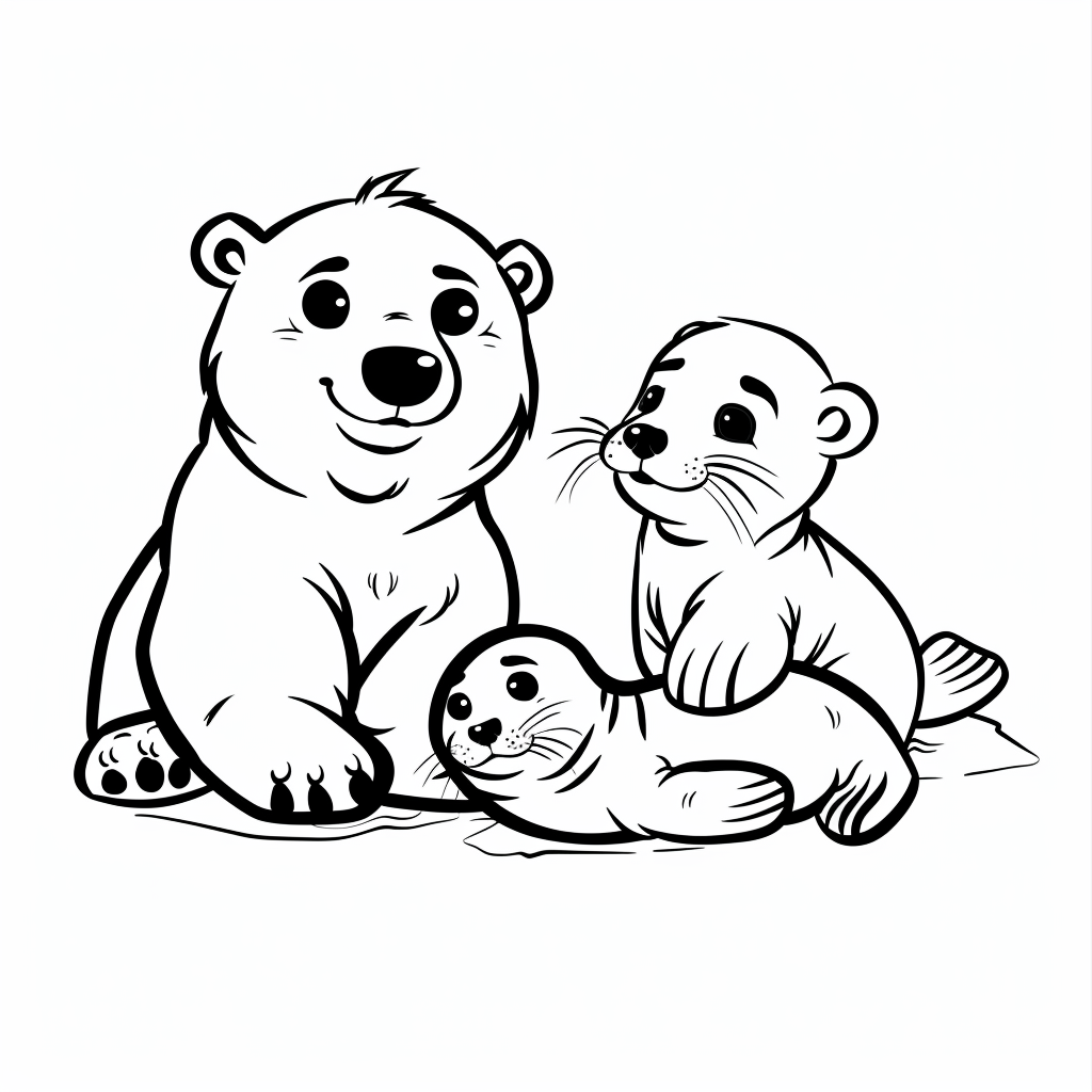 Baby Polar Bear with Seal