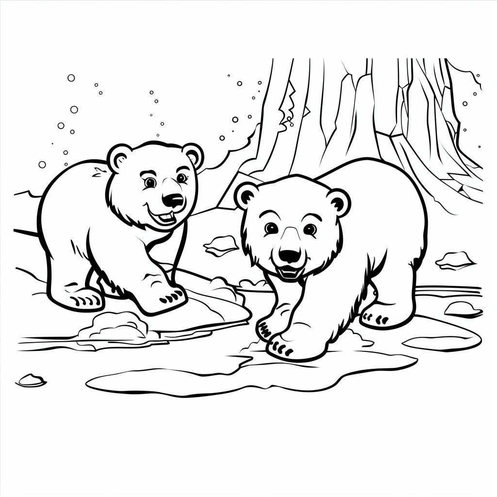 Two Baby Polar Bears Playing