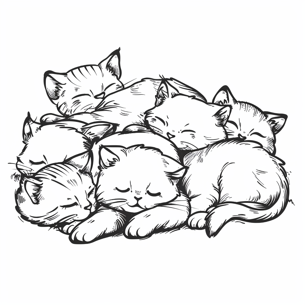 Group of Kittens Sleeping