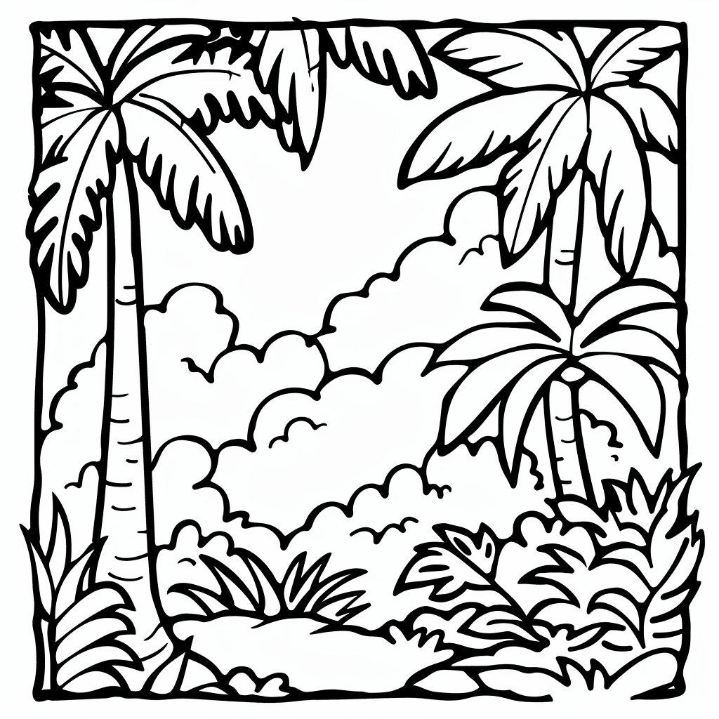 Jungle Aesthetic Coloring Page