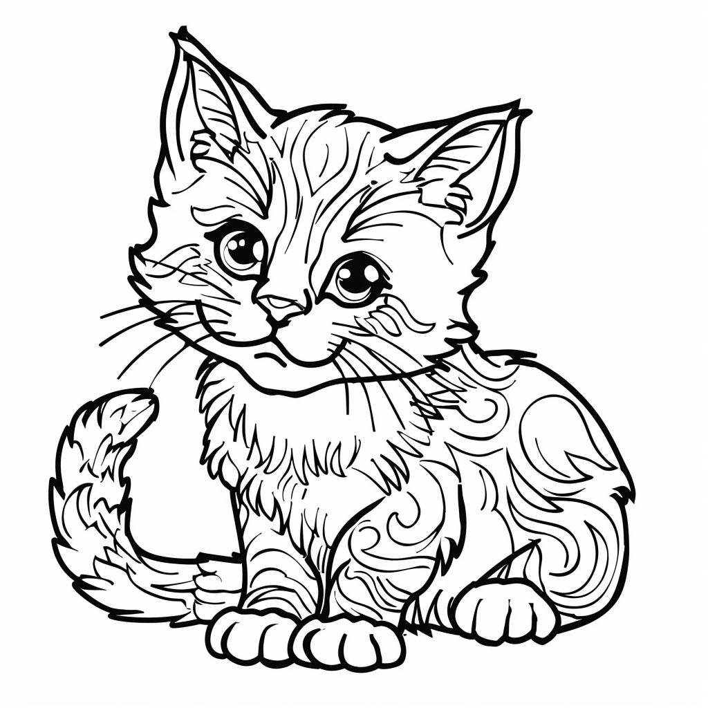 Kitten Coloring Page for Adults