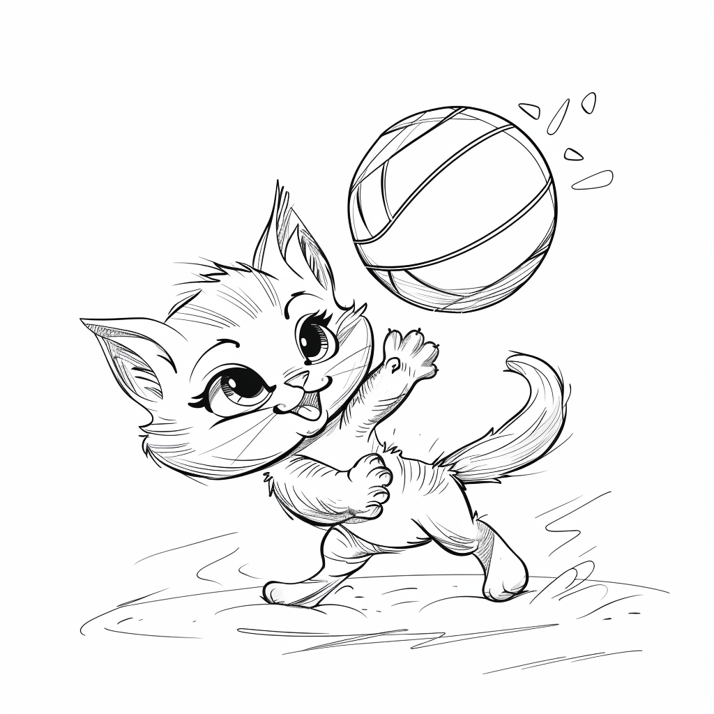 Kitten Playing Volleyball