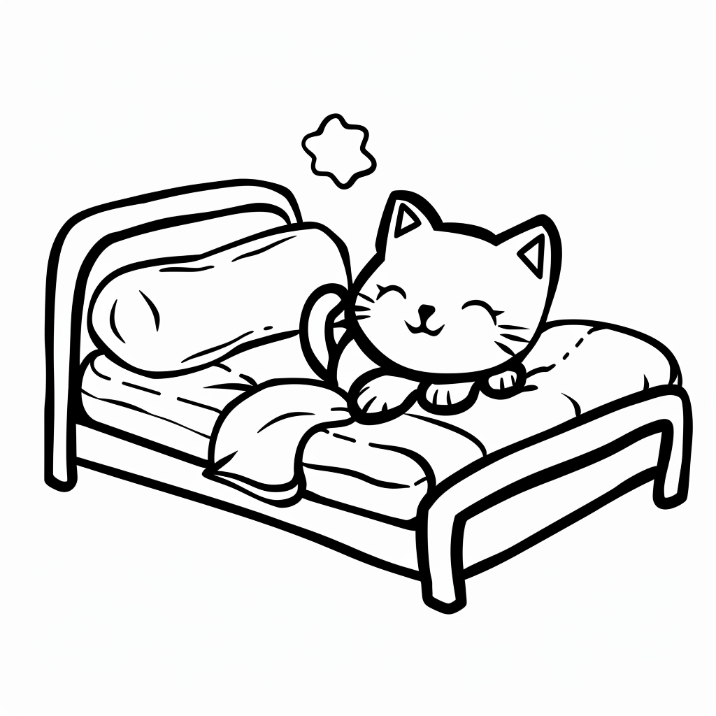 Kitten in tiny bed