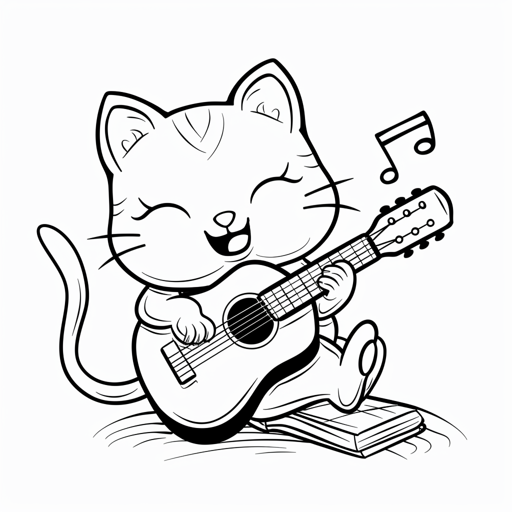 Kitten playing guitar