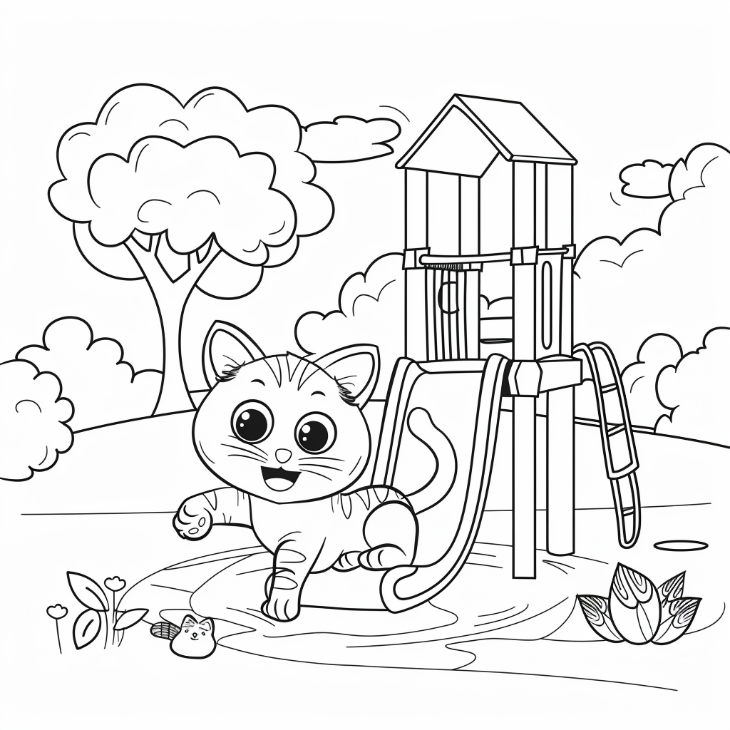 Kitten playing on playground