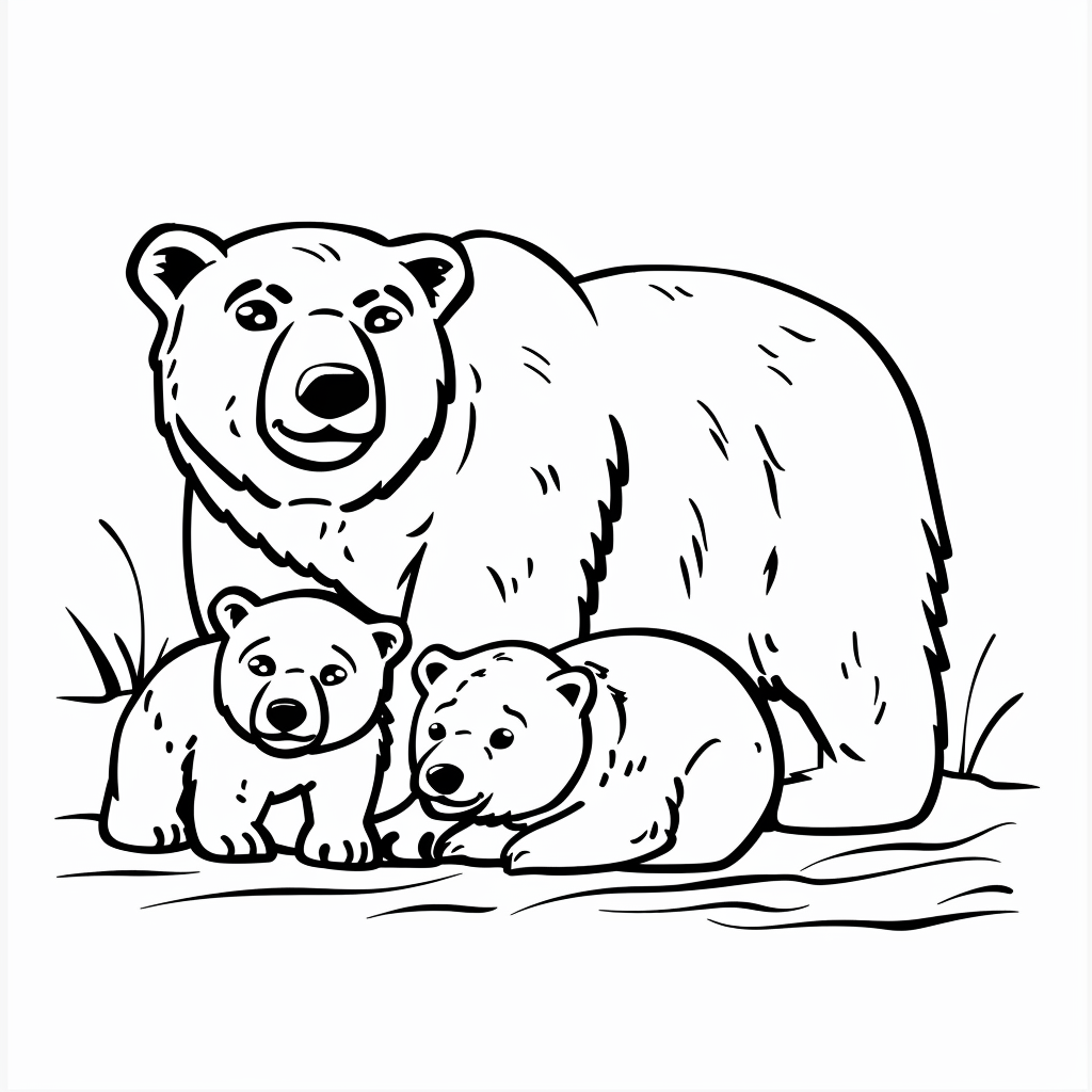 Polar Bear Mom with her Cubs