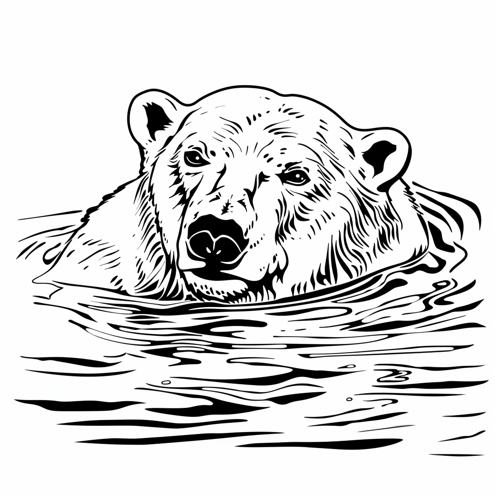 Polar Bear Floating in Water