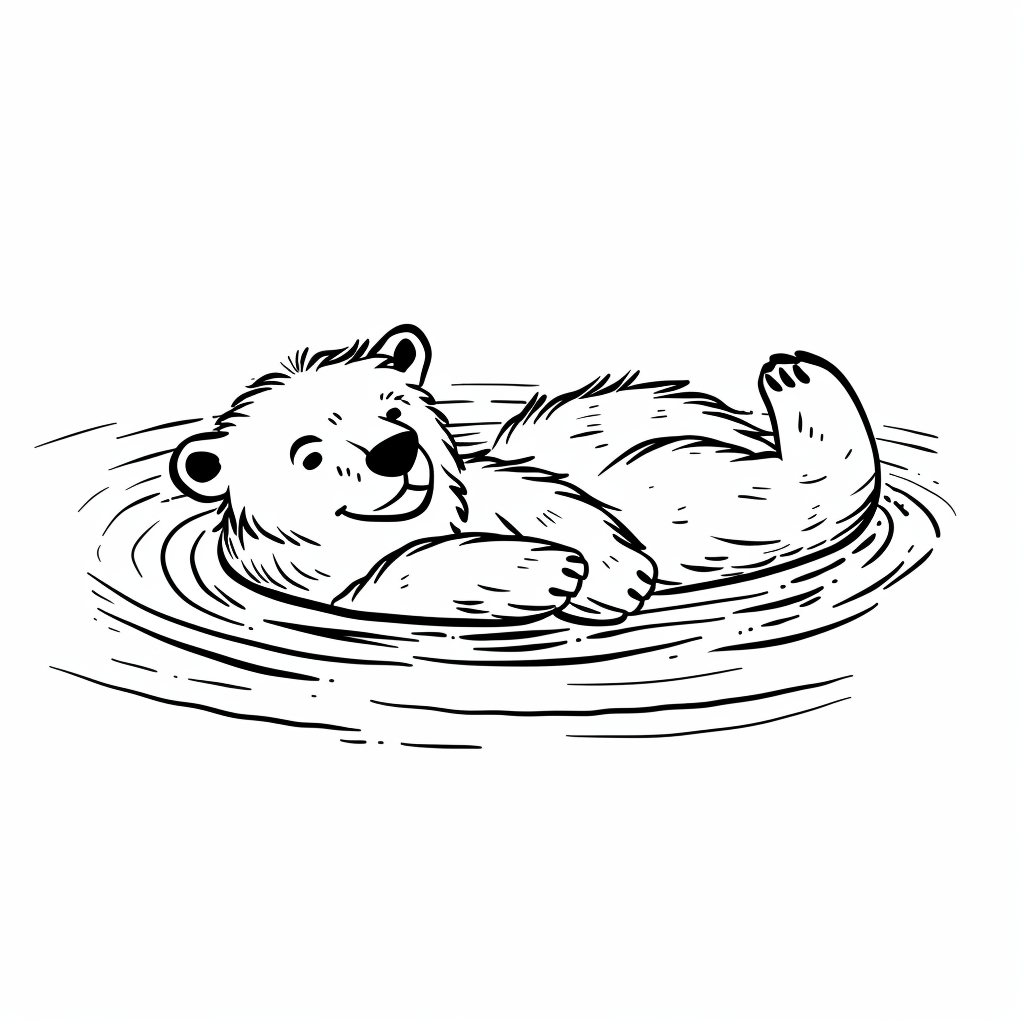 Baby Polar Bear Floating in Water