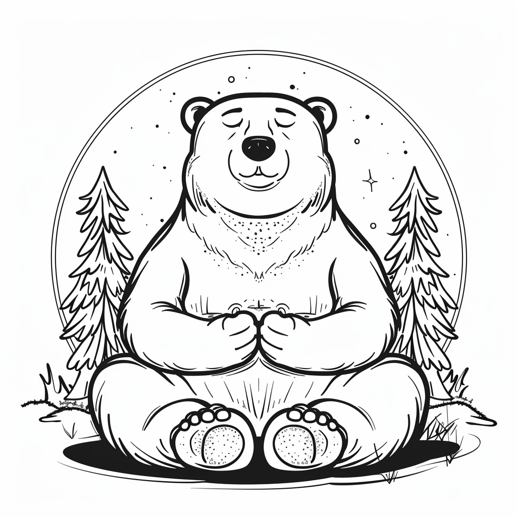 Polar Bear Meditating in Forest