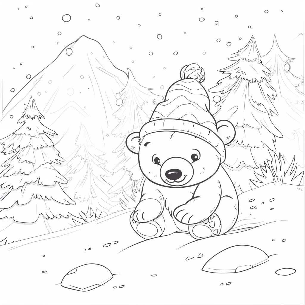 Polar Bear Sliding Down Hill with a Hat
