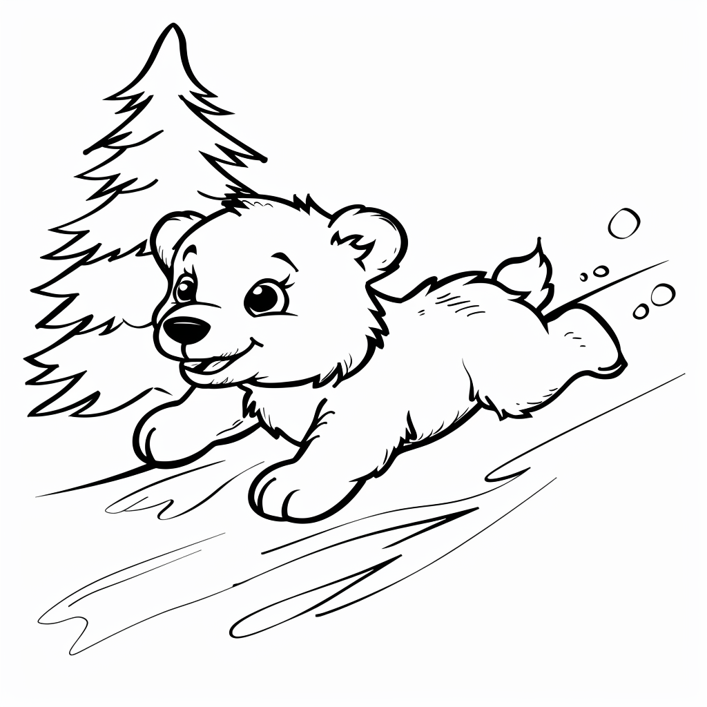 Baby Polar Bear Sliding Down a Hill