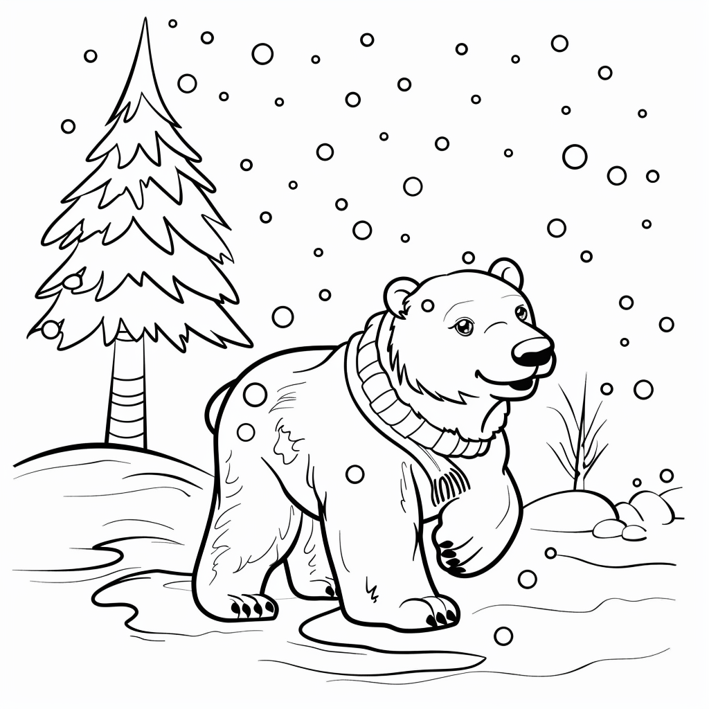Polar Bear Walking with Scarf