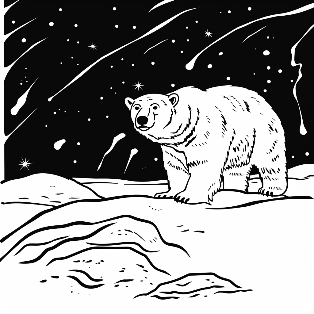 Polar Bear With Aurora Borealis