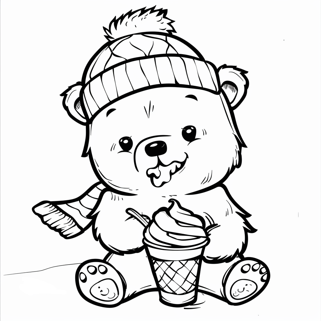 Baby Polar Bear with Ice Cream