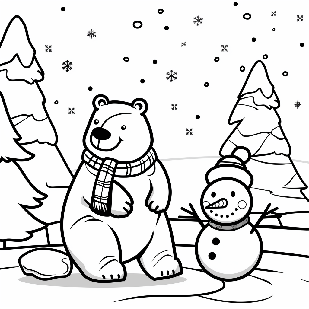 Polar Bear with a Snowman