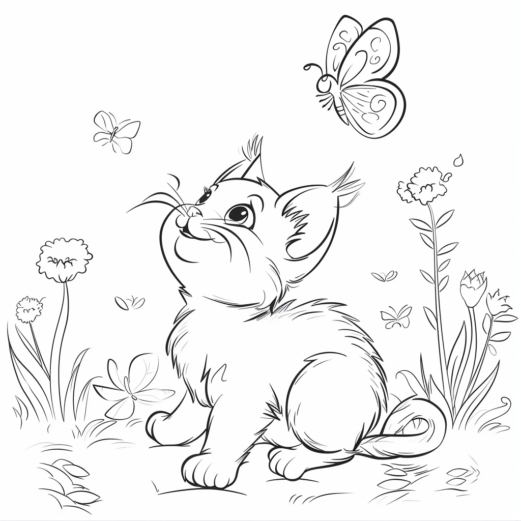 kitten and butterfly