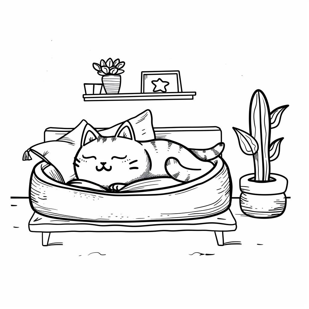 kitten sleeping in cat bed