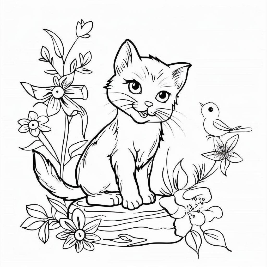 kitten with bird