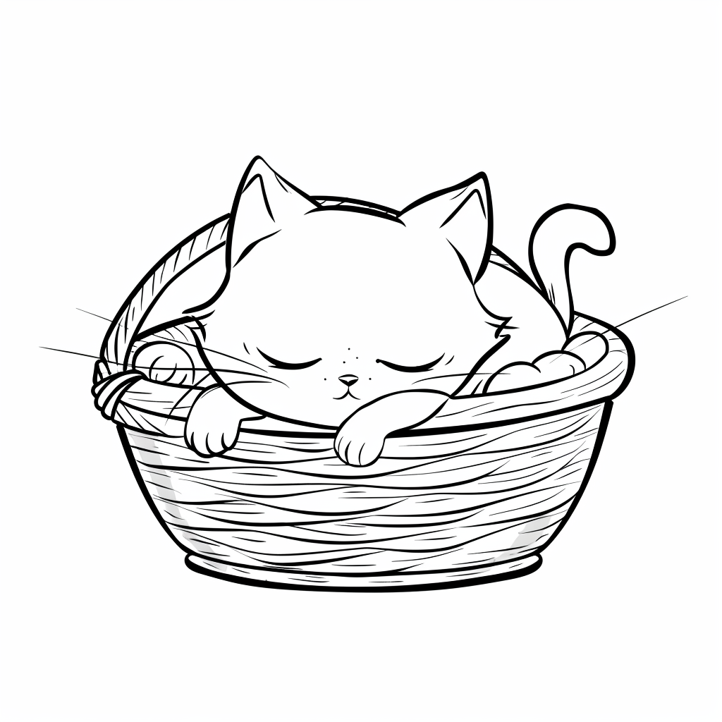 kitty sleeping in basket