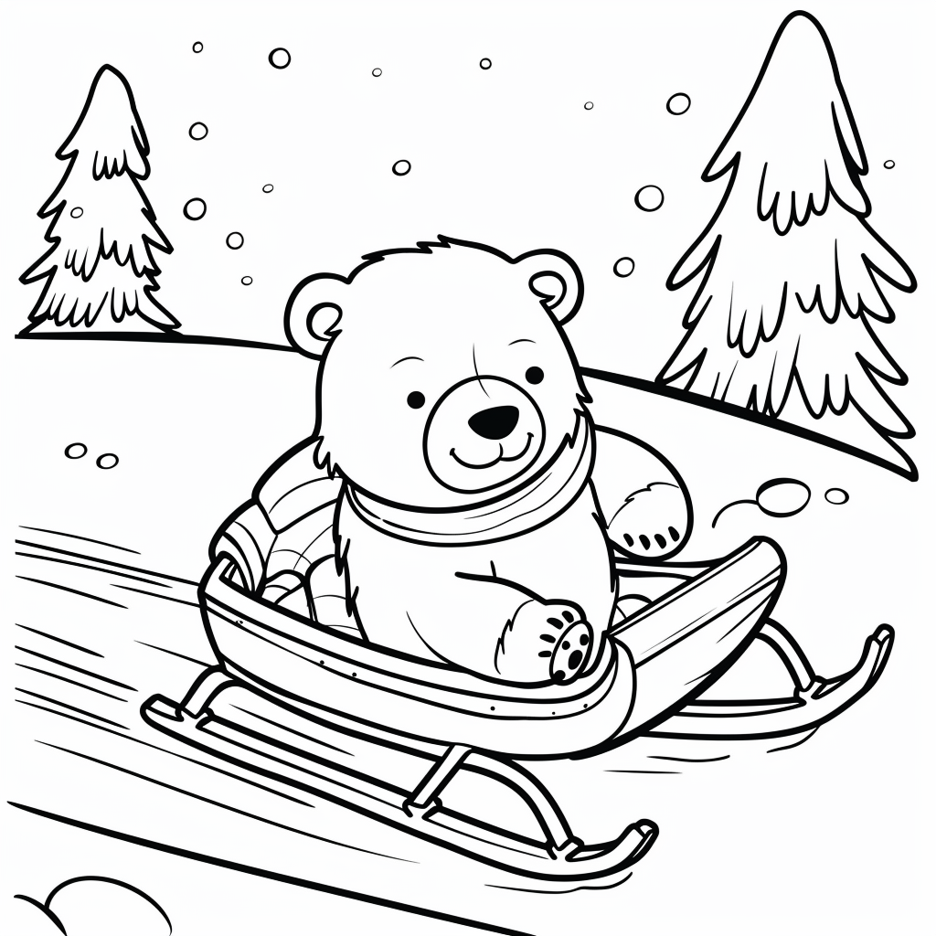 Baby polar bear in a sled
