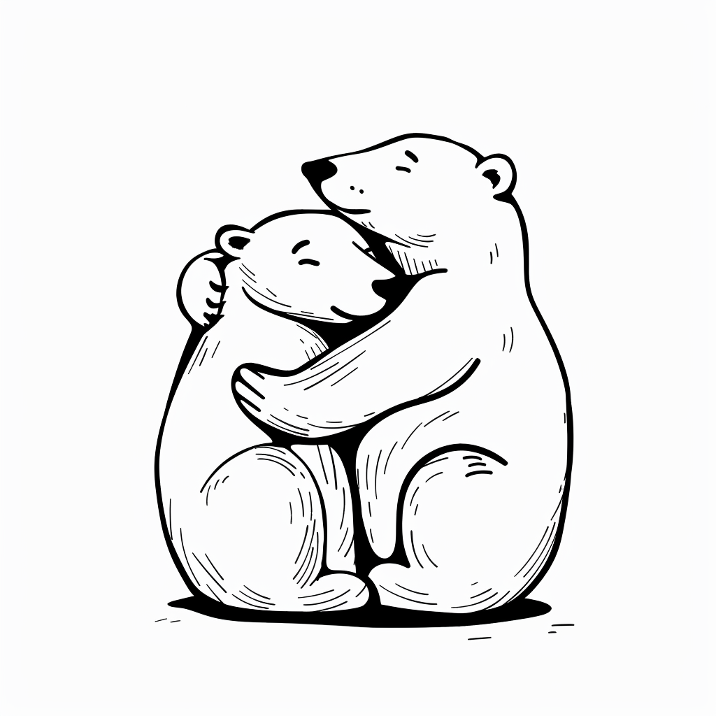polar bears hugging