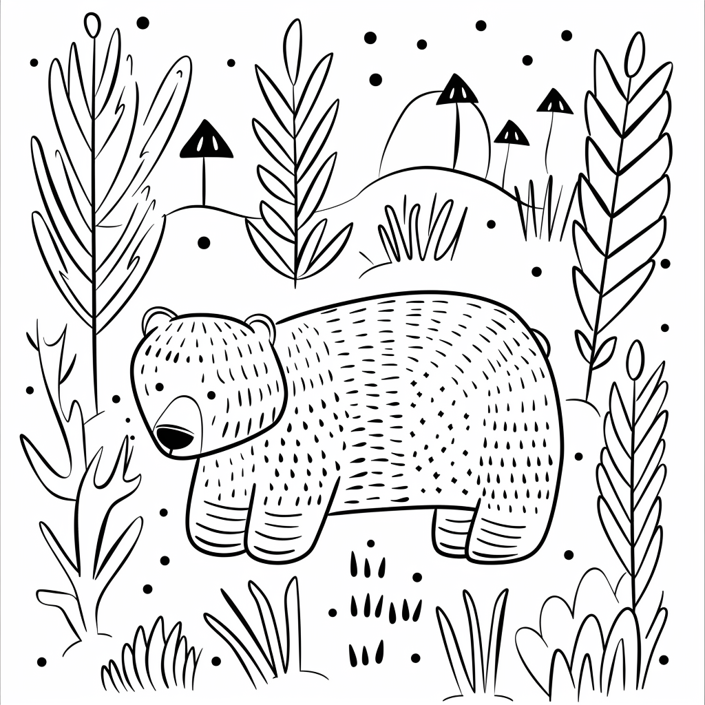 Simple Polar Bear with Trees