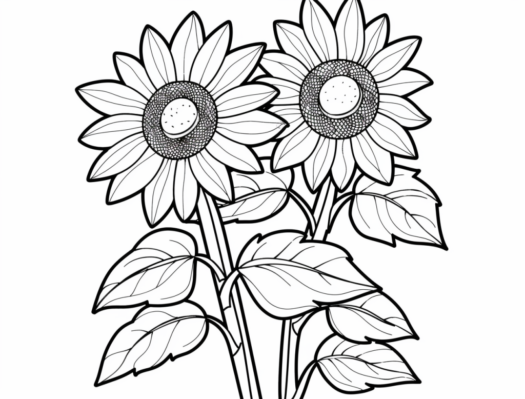 Pair of Sunflowers Coloring Page