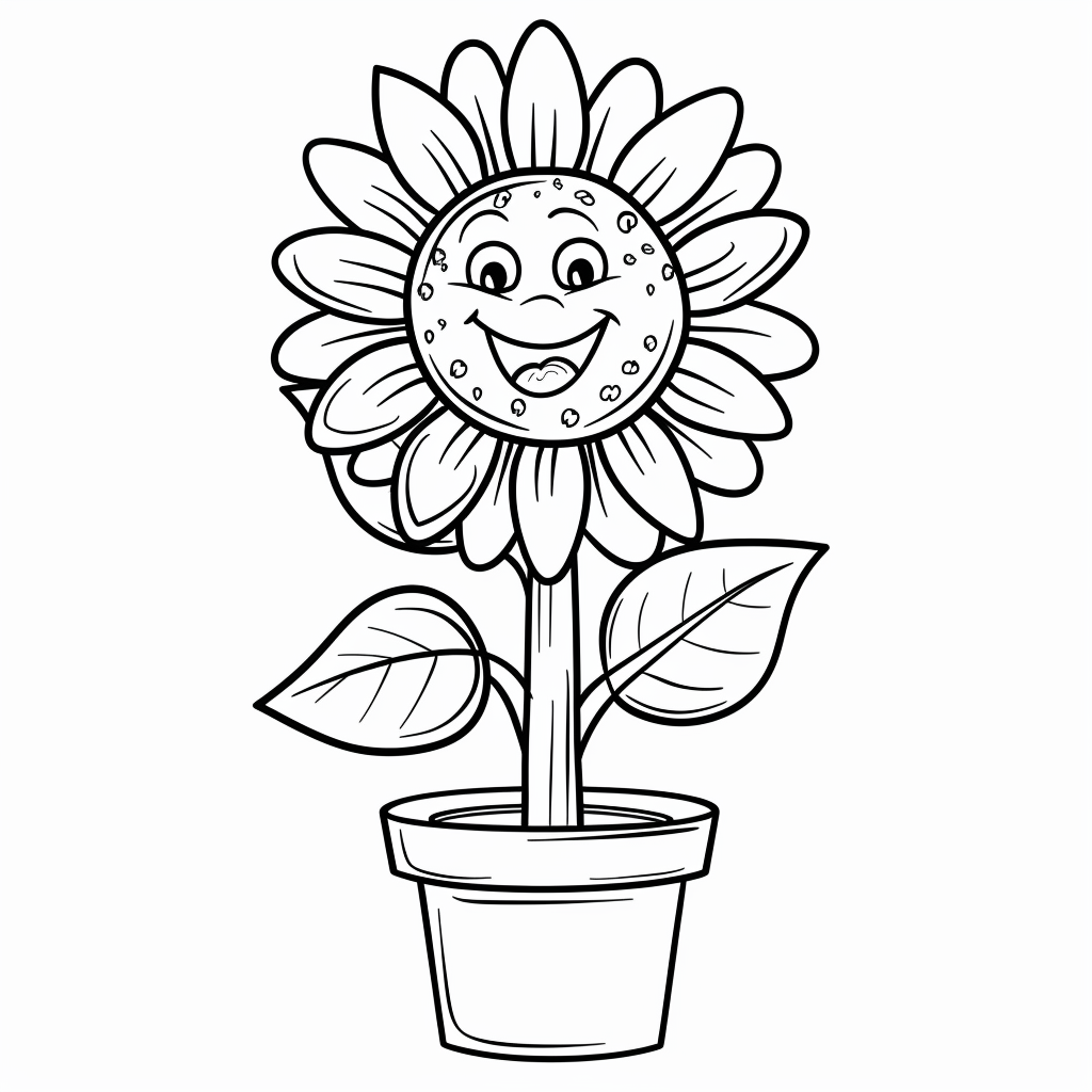 Cartoon Sunflower in Pot