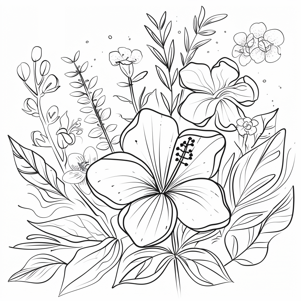 Small Bouquet of Hibiscus, Lilies, and Wildflowers
