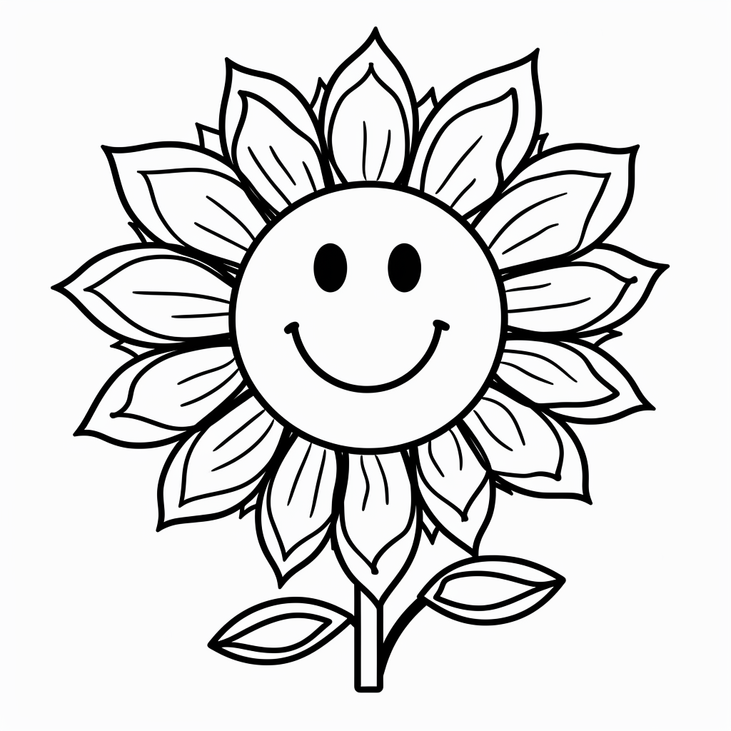Sunflower with face for kids