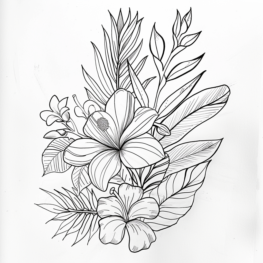 Tropical boquet of Orchid, Calathea, Strelitzia, Hibiscus, and Protea