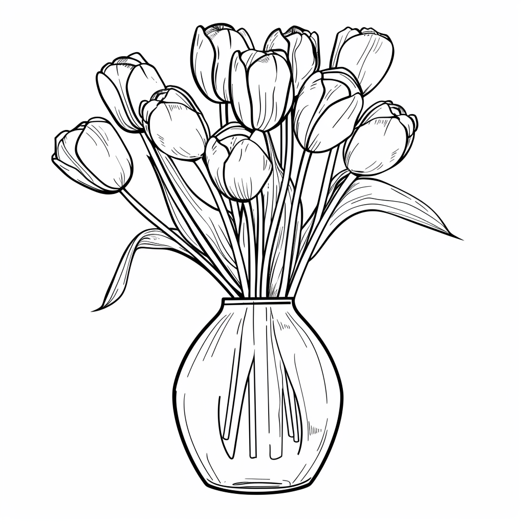 Tulips Bouquet on Paint Brush Handle Vase