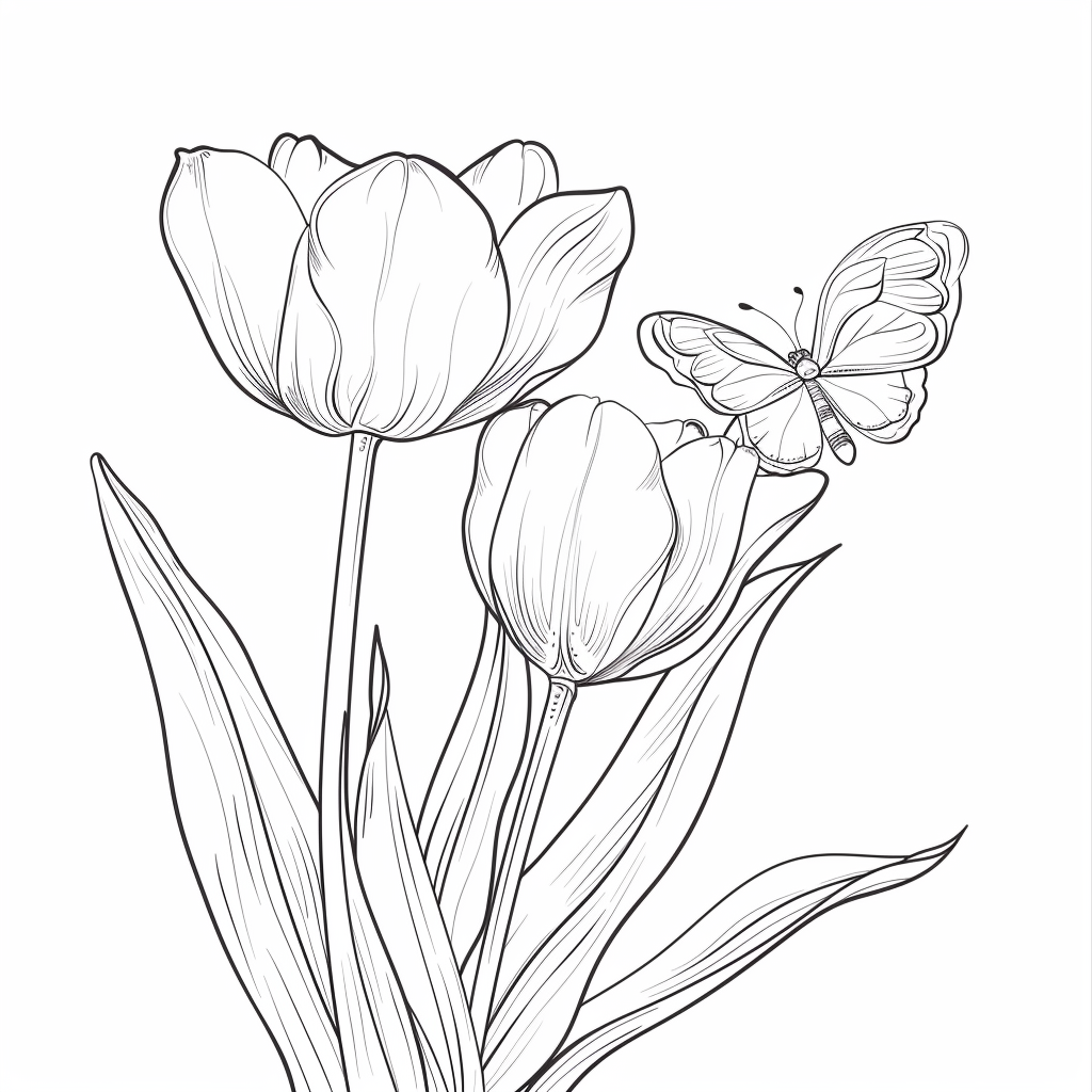 Tulips with Butterfly
