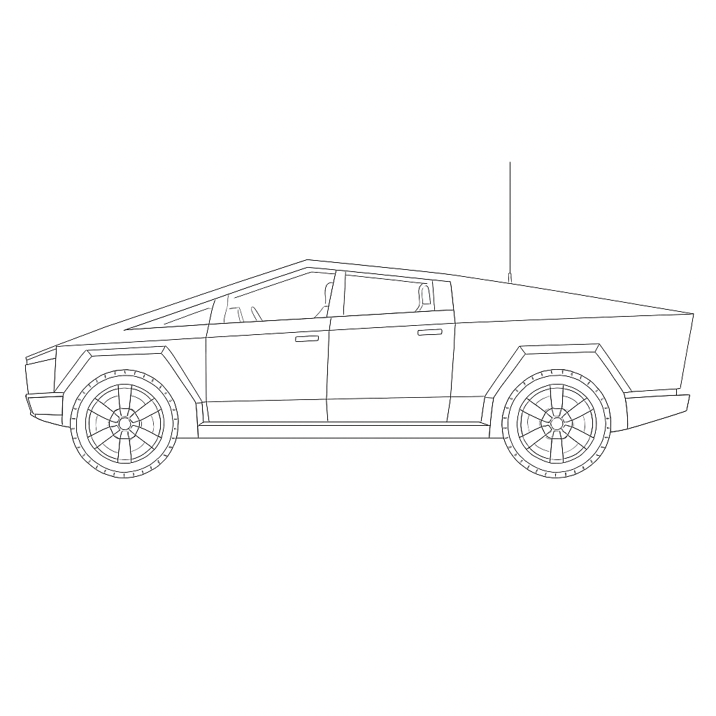 Cybertruck Sideview coloring page