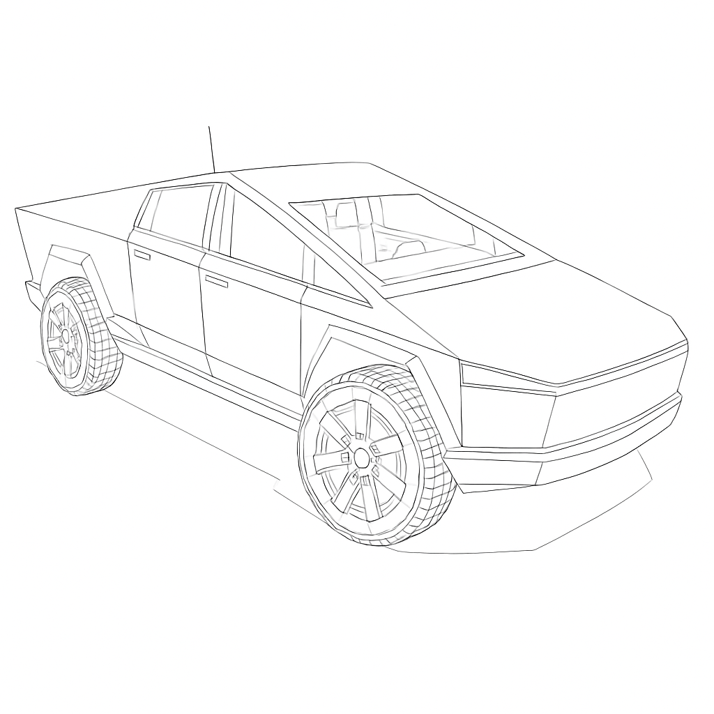 Cybertruck coloring page